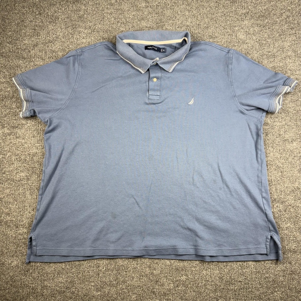 Nautica Polo Shirt Mens 3XL Blue Short Sleeve Logo Big Tall Knit Casual Classic